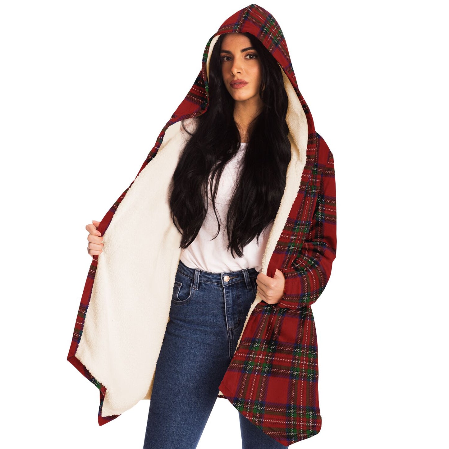 Tartan Red, hooded cloak